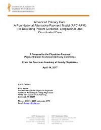 (APC- APM) for Delivering Patient-Centered, Longitudinal, and Coordinated Care