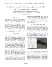 Game-Like Environments for Nuclear Engineering Education Using GECK
