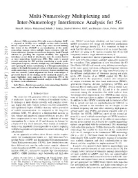 Multi-Numerology Multiplexing and Inter-Numerology Interference Analysis for 5G Abuu B