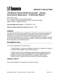 100 Mccaul Street (OCAD University) – Zoning Amendment Application – Preliminary Report