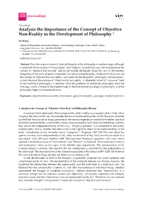 Analysis the Importance of the Concept of Objective Non-Reality in the Development of Philosophy †