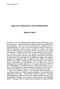 Equality, Hierarchy and Temperament
