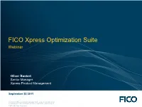 FICO Xpress Optimization Suite Webinar