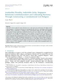 Irreducible Plurality, Indivisible Unity: Singapore Relational Constitutionalism and Cultivating Harmony Through Constructing a Constitutional Civil Religion