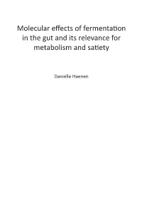 Molecular Effects of Fermentation in the Gut and Its Relevance for Metabolism and Satiety