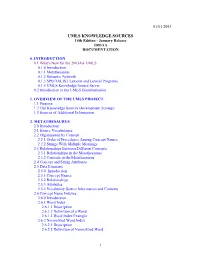 UMLS KNOWLEDGE SOURCES 14Th Edition - January Release 2003AA DOCUMENTATION