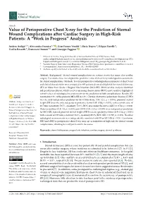 Value of Perioperative Chest X-Ray for the Prediction of Sternal Wound Complications After Cardiac Surgery in High-Risk Patients: a “Work in Progress” Analysis