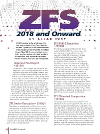 ZFS 2018 and Onward