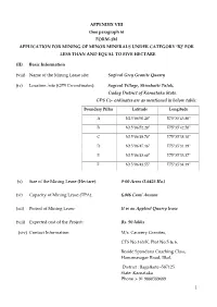 Form-1M Application for Mining of Minor Minerals Under Category ‘B2’ for Less Than and Equal to Five Hectare