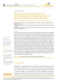 Study of Carbon Stock Potential and Carbon Absorption on Pamonean