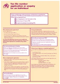Tax File Number Application Or Enquiry for an Individual