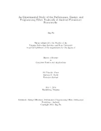 An Experimental Study of the Performance, Energy, and Programming Eﬀort Trade-Oﬀs of Android Persistence Frameworks