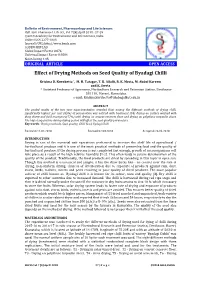 Effect of Drying Methods on Seed Quality of Byadagi Chilli