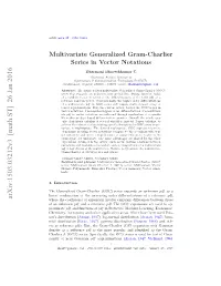 Multivariate Generalized Gram-Charlier Series in Vector