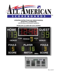 OPERATING INSTRUCTIONS and SERVICE MANUAL BASKETBALL SCOREBOARD (With Wrestling and Volleyball Capabilities)