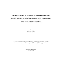 The Application of a Characterized Pre-Clinical