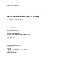 The Pharmacology of Midazolam and Thiopental with Regard to the Lethal Injection Protocol in the State of Mississippi