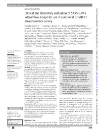 Clinical and Laboratory Evaluation of SARS-Cov-2 Lateral Flow Assays For