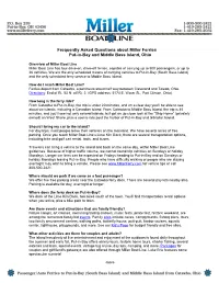 Frequently Asked Questions About Miller Ferries/Put-In-Bay