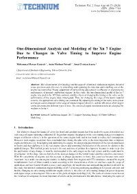 One-Dimensional Analysis and Modeling of the Xu 7 Engine Due to Changes in Valve Timing to Improve Engine Performance