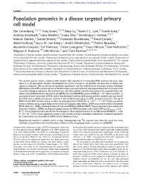 Population Genomics in a Disease Targeted Primary Cell Model