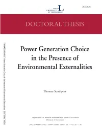 Power Generation Choice in the Precence of Environmental