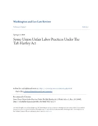 Some Union Unfair Labor Practices Under the Taft-Hartley Act