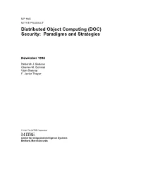 Distributed Object Computing (DOC) Security: Paradigms and Strategies