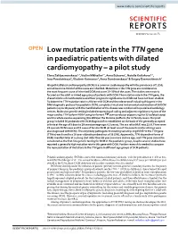 Low Mutation Rate in the TTN Gene in Paediatric Patients with Dilated