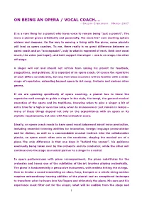 On Being an Opera / Vocal Coach…. - O Resta C Ybriwsky