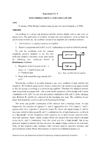 Wien Bridge Oscillator Using Op-Amp for a Given Frequency of 1Khz