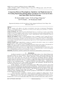 Comparison Between Phenylephrine, Ephedrine and Mephentermine In