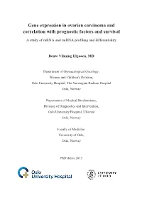 Gene Expression in Ovarian Carcinoma and Correlation with Prognostic Factors and Survival