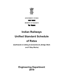 Indian Railways Unified Standard Schedule of Rates (Earthwork in Cutting & Embankment, Bridge Work