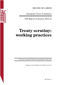 Treaty Scrutiny: Working Practices