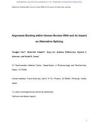 Argonaute Binding Within Human Nuclear RNA and Its Impact on Alternative Splicing