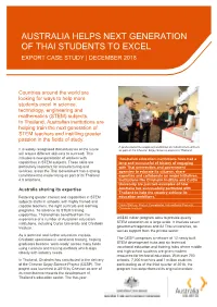 Australia Helps Next Generation of Thai Students to Excel Export Case Study | December 2018