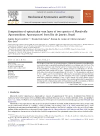 Composition of Epicuticular Wax Layer of Two Species of Mandevilla (Apocynoideae, Apocynaceae) from Rio De Janeiro, Brazil