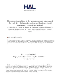 Enzyme Potentialities of the Abomasum and Pancreas of the Calf