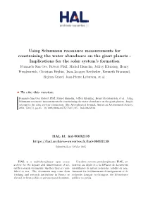 Using Schumann Resonance Measurements for Constraining The