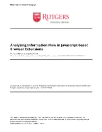 Analyzing Information Flow in Javascript-Based Browser Extensions