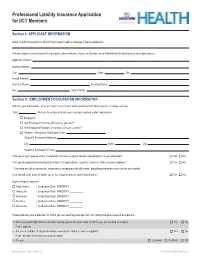 Professional Liability Insurance Application for IICT Members