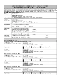 Standard Form for Listing of Groups on the Isil (Da'esh) and Al-Qaida