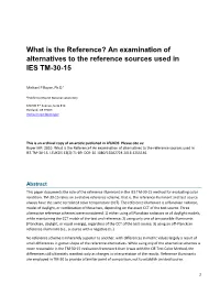 An Examination of Alternatives to the Reference Sources Used in IES TM-30-15