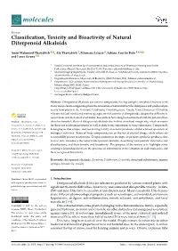 Classification, Toxicity and Bioactivity of Natural Diterpenoid Alkaloids