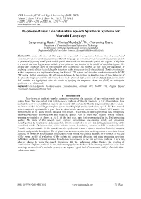 Di-Phone-Based Concatenative Speech Synthesis Systems for Marathi Language