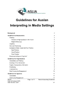 Guidelines for Auslan Interpreting in Media Settings