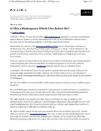 Is This a Shakespeare Which I See Before Me? - Nytimes.Com Page 1 of 3