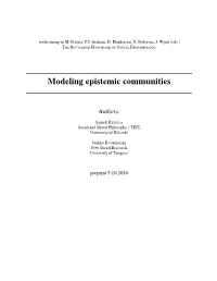 Modeling Epistemic Communities