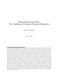 Restoring Rational Choice: the Challenge of Consumer Financial Regulation